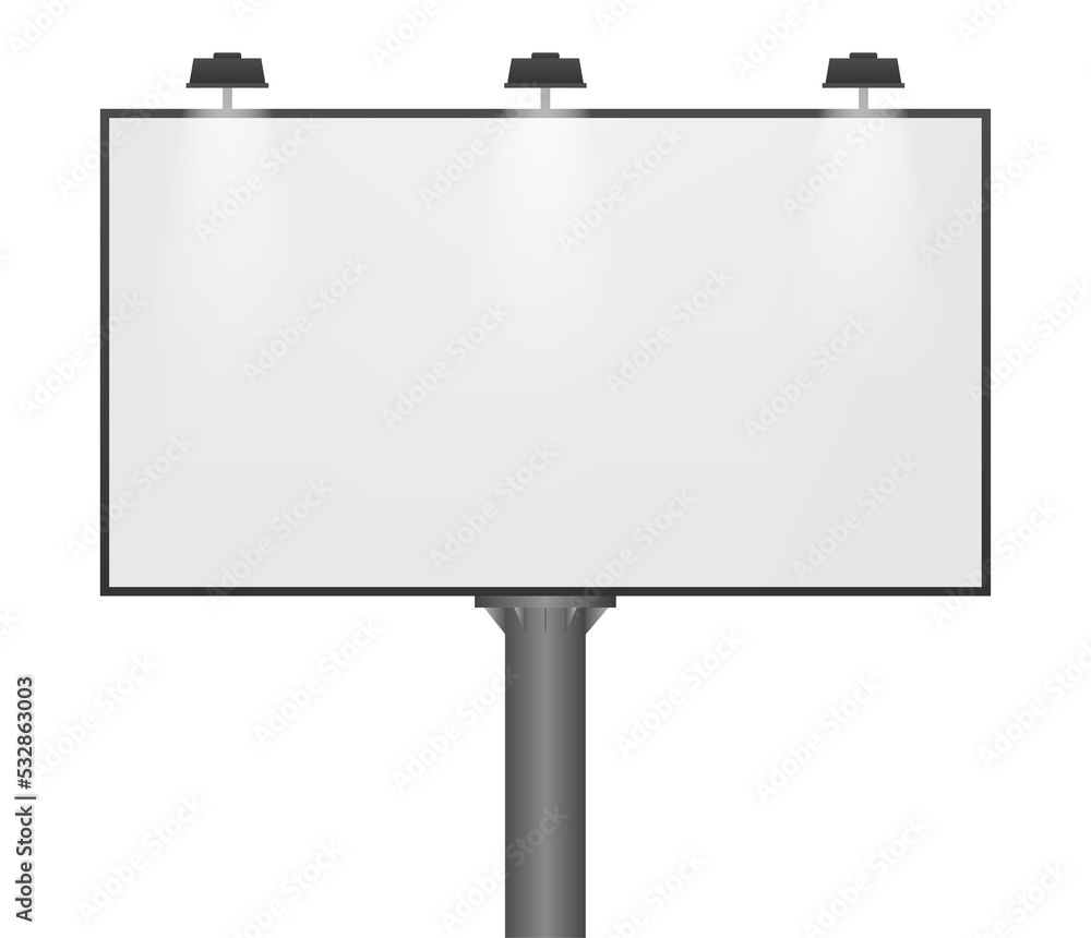 Billboard on light background. Empty white horizontal poster template. Template for marketing design. stock illustration. Billboard on light background. Empty white horizontal poster template. Template for marketing design. stock illustration.