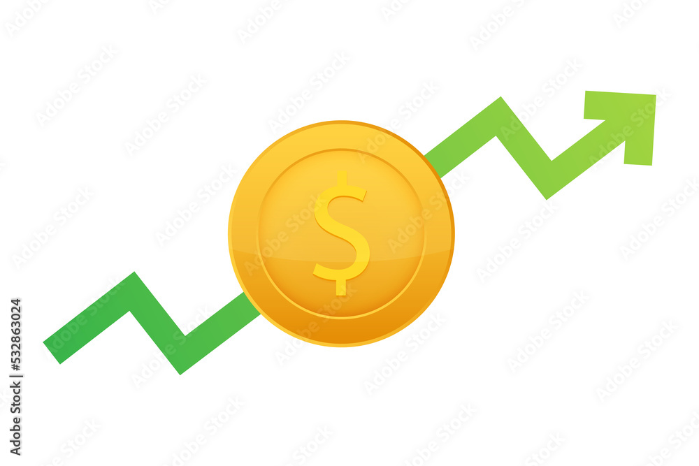 Up and Down Dollar Sign on white background. stock illustration. Up and Down Dollar Sign on white background. stock illustration.