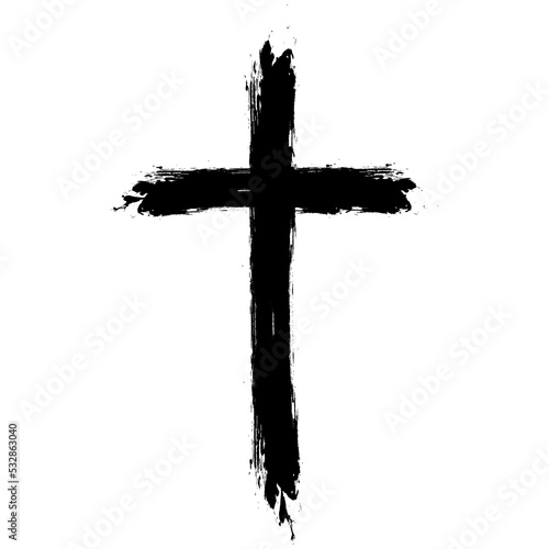 cross silhouette with blood and shadow.  stock illustration. Fototapeta