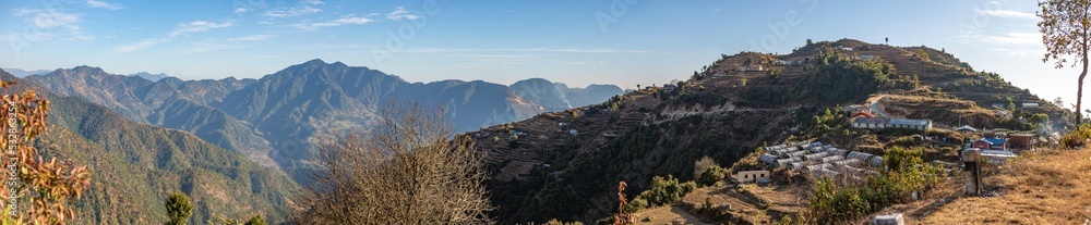 panorama of the mountains in nepal