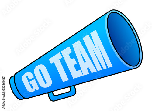 Go Team Triangle Banner. Go team in cartoon style.  stock illustration.