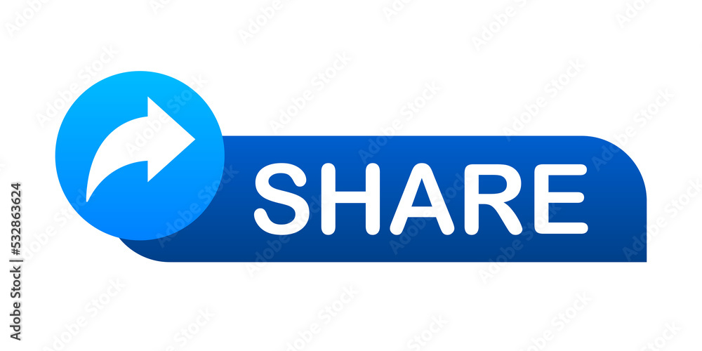 Share button in flat style on blue background. Social media. stock illustration. Share button in flat style on blue background. Social media. stock illustration.
