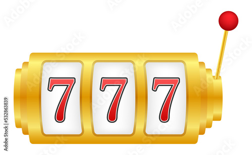 Retro banner for game background design. Winner banner. Slot machine with lucky sevens jackpot.  stock illustration.