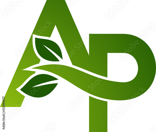 Letters and leaf concept transparent background. Very suitable for symbol, logo, company name, brand name, personal name, icon and many more.