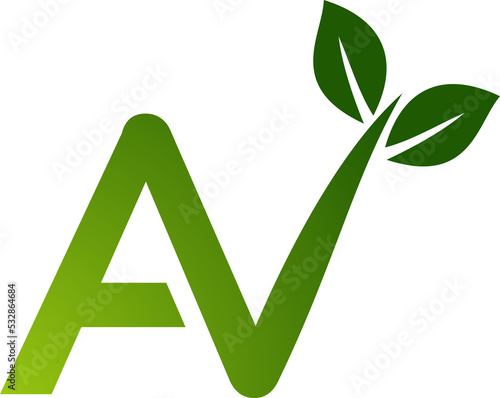 Letters and leaf concept transparent background. Very suitable for symbol, logo, company name, brand name, personal name, icon and many more.