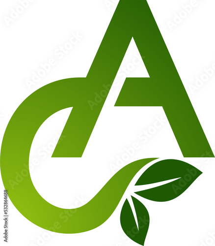 Letters and leaf concept transparent background. Very suitable for symbol, logo, company name, brand name, personal name, icon and many more.