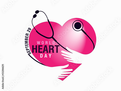 World Heart Day Vector illustration a background with image of stethoscope, heart