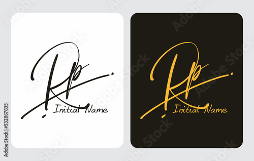 Rp R p initial handwriting Rp initial handwriting signature logo template vector hand lettering for designs or for identity