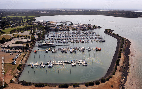 Aerial view of Hastings marina in south eastern Victoria. photo