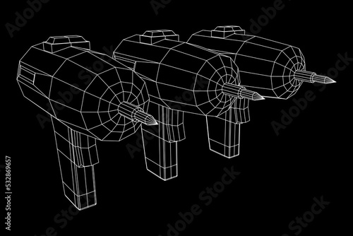 Drill electric device wireframe low poly mesh