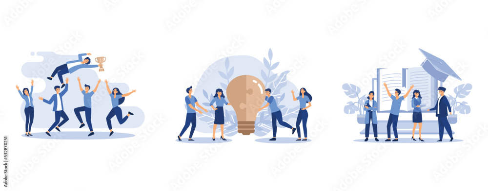 Obraz premium best score winner prize, business concept for teamwork, online e-learning, set flat vector modern illustration