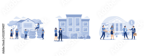 investment management, buying and choosing housing, financial services, set flat vector modern illustration