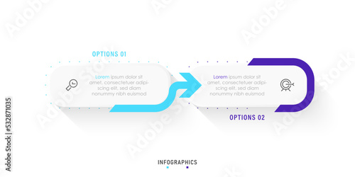 Vector Infographic label design template with icons and 2 options or steps. Can be used for process diagram, presentations, workflow layout, banner, flow chart, info graph.