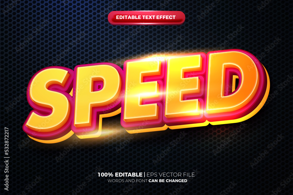 speed glow cinematic 3d editable text effect