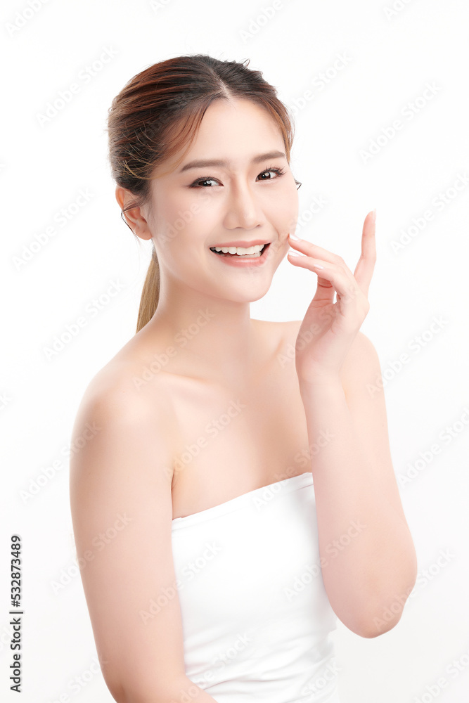 Beautiful young asian woman with clean fresh skin on white background, Face care, Facial treatment, Cosmetology, beauty and spa, Asian women portrait. Beautiful young asian woman with clean fresh skin on white background, Face care, Facial treatment, Cosmetology, beauty and spa, Asian women portrait.