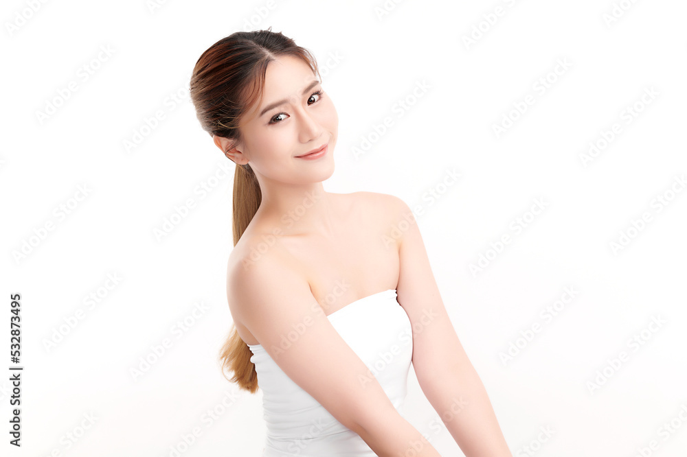 Beautiful young asian woman with clean fresh skin on white background, Face care, Facial treatment, Cosmetology, beauty and spa, Asian women portrait. Beautiful young asian woman with clean fresh skin on white background, Face care, Facial treatment, Cosmetology, beauty and spa, Asian women portrait.