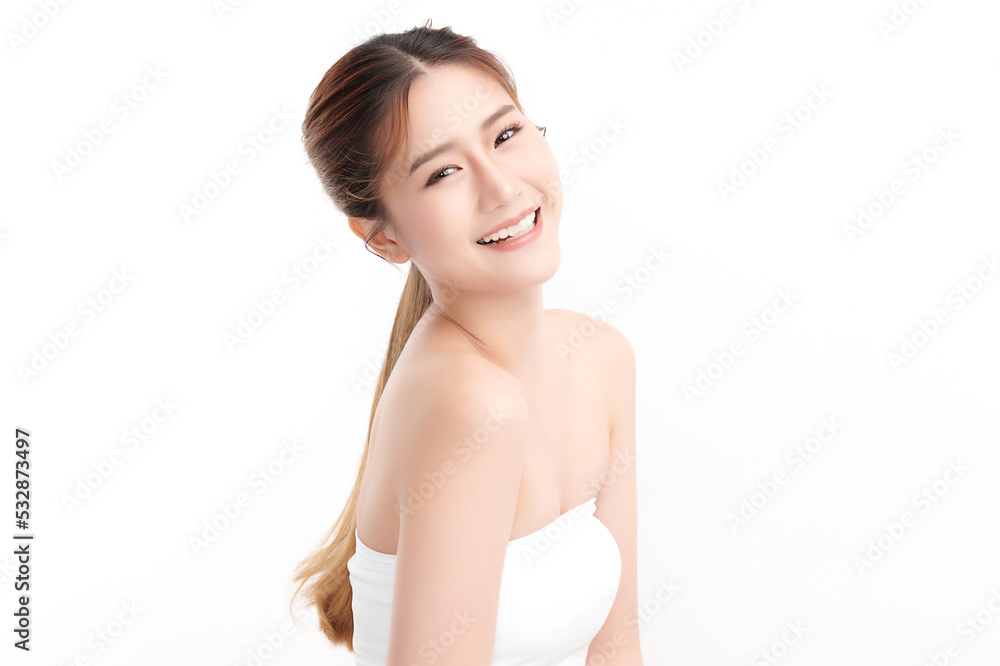 Beautiful young asian woman with clean fresh skin on white background, Face care, Facial treatment, Cosmetology, beauty and spa, Asian women portrait. Beautiful young asian woman with clean fresh skin on white background, Face care, Facial treatment, Cosmetology, beauty and spa, Asian women portrait.