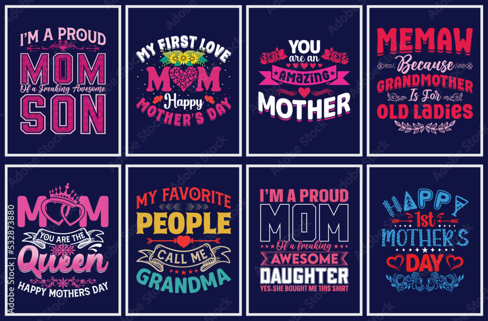 Mother's Day Vector Set, mother's day quote t-shirt bundle