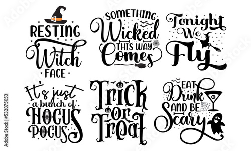 Halloween svg t-shirt design bundle template. lettering sayings quotes hand drawn. ready for cricut, patch, label, shirts, decoration, greeting cards, Poster, Background, emblem, pumpkin, witch, Fall.