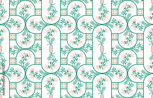 seamless geometric pattern. Tribal Art Ikat Ogee in traditional classic. based on ikat fabric style. Vector illustration.