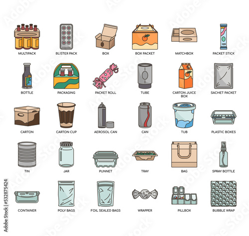 Set of Packaging thin line icons for any web and app project.