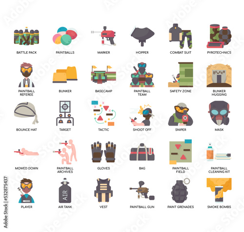 Set of Paintball thin line icons for any web and app project.