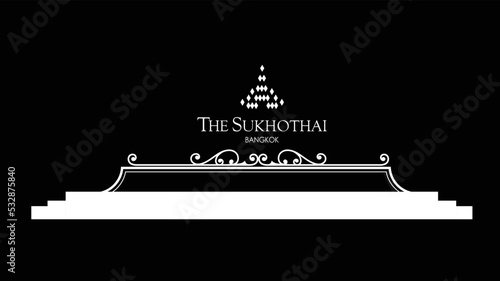 Fotografia silhouette of sukhothai temple thailand outline.