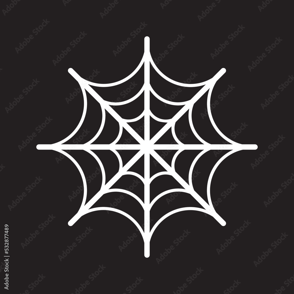 White spider web vector illustration, paper cut silhouette spider net cutout of black background. Laser cutting template. Halloween icon. EPS10