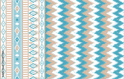 seamless geometric pattern. Tribal Art Ikat Ogee in traditional classic. based on ikat fabric style. Vector illustration.