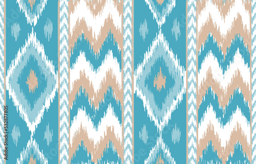 seamless geometric pattern. Tribal Art Ikat Ogee in traditional classic. based on ikat fabric style. Vector illustration.