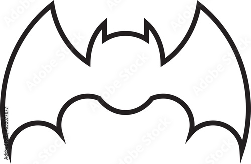 Halloween bat outline icon on isolated white background. Vector illustration night animals. Spooky symbol. EPS bat icon. Cut template silhouette circut outline vector design, shape. Icona pipistrello.