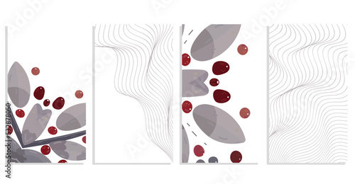 background with winter berries vector template set  