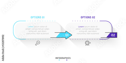 Vector Infographic label design template with icons and 2 options or steps. Can be used for process diagram, presentations, workflow layout, banner, flow chart, info graph.