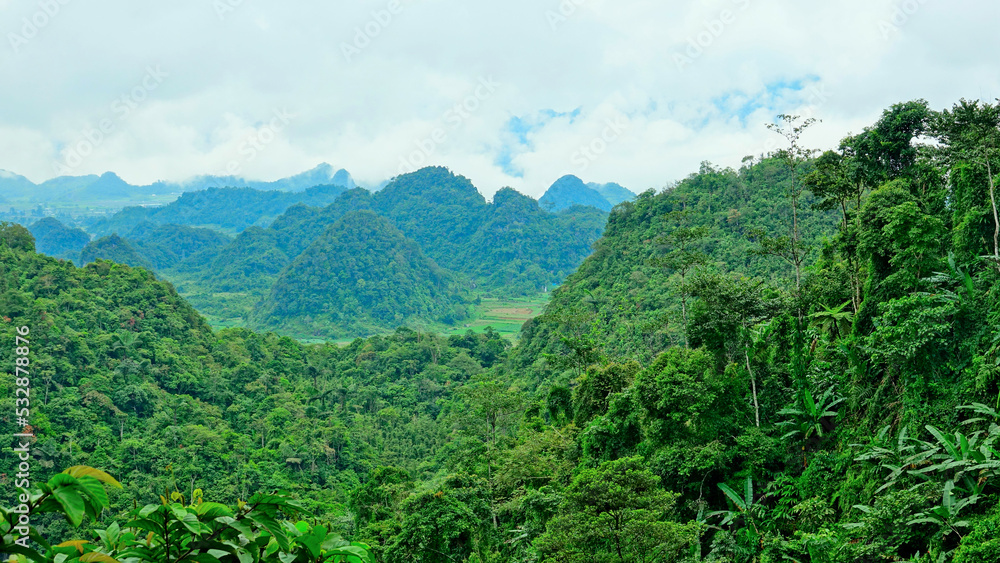 Road from Ha Giang to Dong Van. Karst plateau , Vietnam