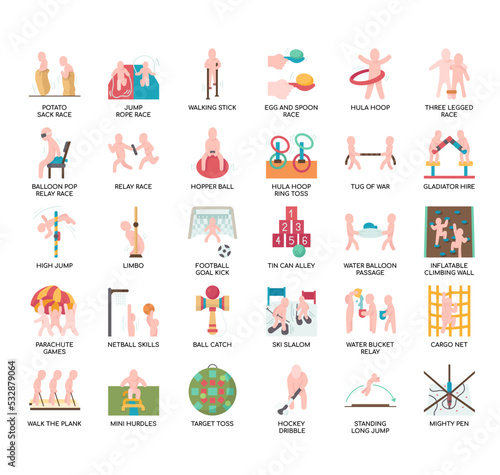 Set of Sports school Day Activities thin line icons for any web and app project.