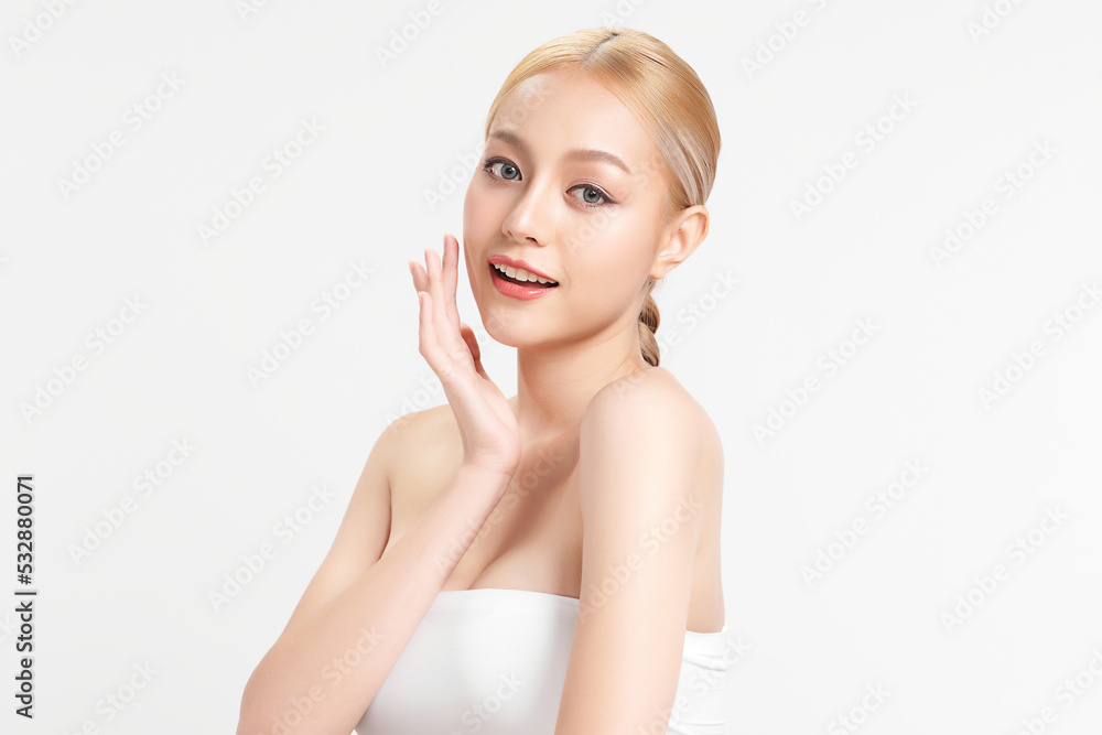 Beautiful young asian woman with clean fresh skin on white background, Face care, Facial treatment, Cosmetology, beauty and spa, Asian women portrait. Beautiful young asian woman with clean fresh skin on white background, Face care, Facial treatment, Cosmetology, beauty and spa, Asian women portrait.