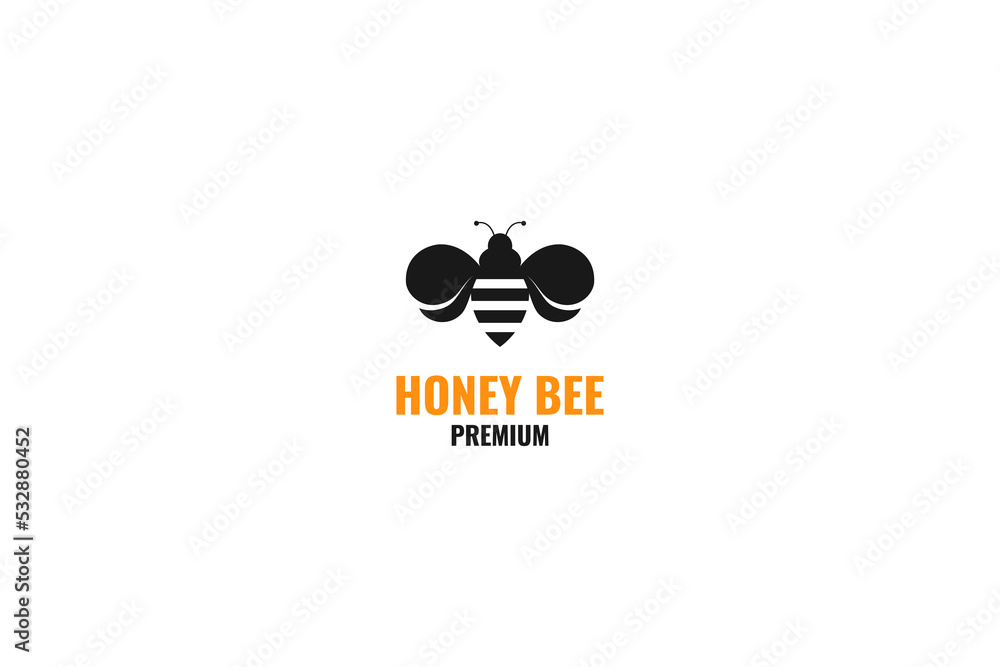Flat bee honey logo design vector illustration template Flat bee honey logo design vector illustration template