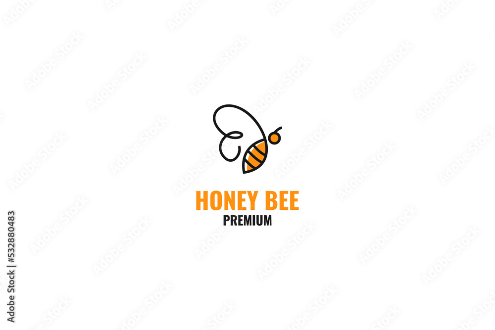 Flat bee honey logo design vector illustration template Flat bee honey logo design vector illustration template