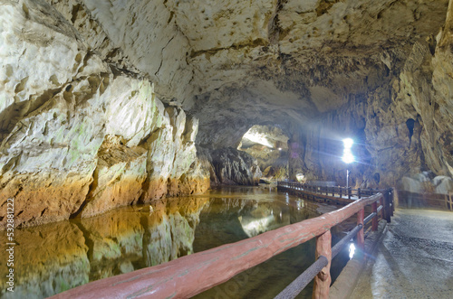 Akiyoshido Cave is located in the eastern area of Mine city, Yamaguchi Prefecture, 100-200m under Akiyoshidai, is Japan's largest limestone cave. photo