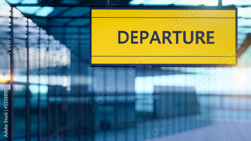 3D Rendering Of Departure Sign Board At Airport Illustration