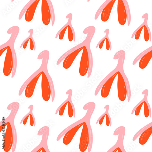 Vector seamless pattern with clitoris. Clitoral glans.Feminism theme and female genital organs. Сartoon style. 