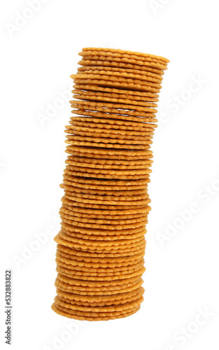 stack round cracker isolated on transparent background png file