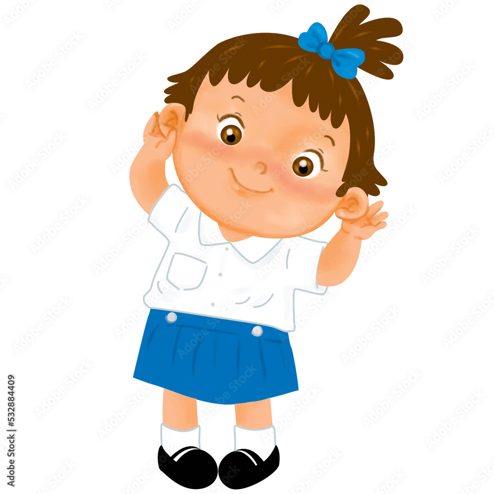 Thai students in school uniform. Cute Little girl in school uniform. Thai students in school uniform. Cute Little girl in school uniform.