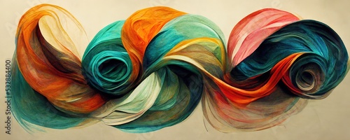 Abstract twirling cloth in pastel colours as background wallpaper, Generative AI