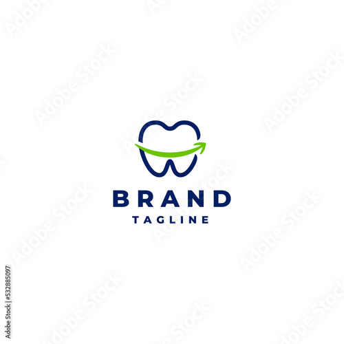 Smiling Arrow In Center of Teeth Icon. Teeth With Smiling Arrow Logo Design.