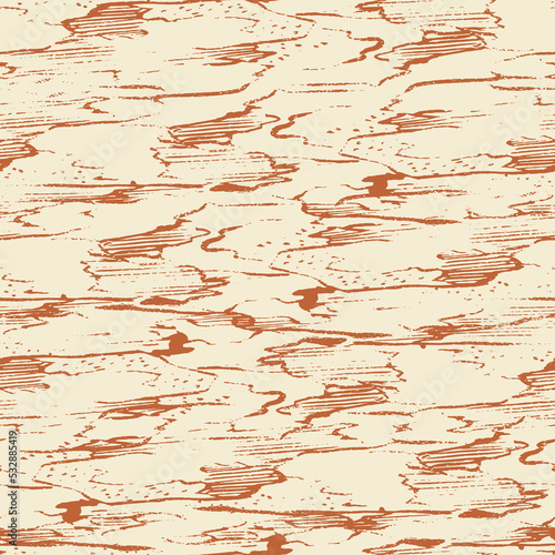 Hand-Drawn Bark Texture Vector Seamless Pattern. Great as a background for nature themed posts and packaging.