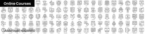 Set of outline online courses icons. Minimalist thin linear web icon set. vector illustration.
