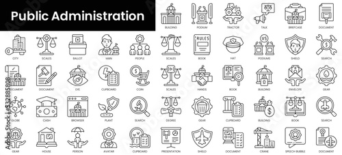 Fotografie, Tablou Set of outline public administration icons