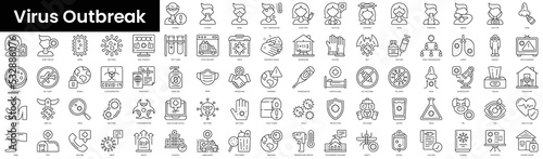 Set of outline virus outbreak icons. Minimalist thin linear web icon set. vector illustration.