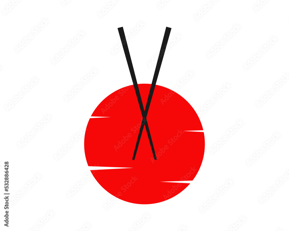 Red moon with chopstick inside Red moon with chopstick inside